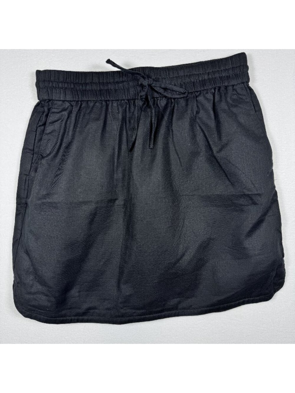 Loft Outlet Black Elastic Waist Mini Skirt Drawstring Pockets Womens M NWT